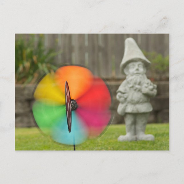Pinwheel and Garden Gnome Post Card (Front)