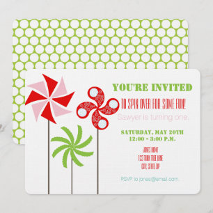 Pinwheel Birthday Invitation {Girl}
