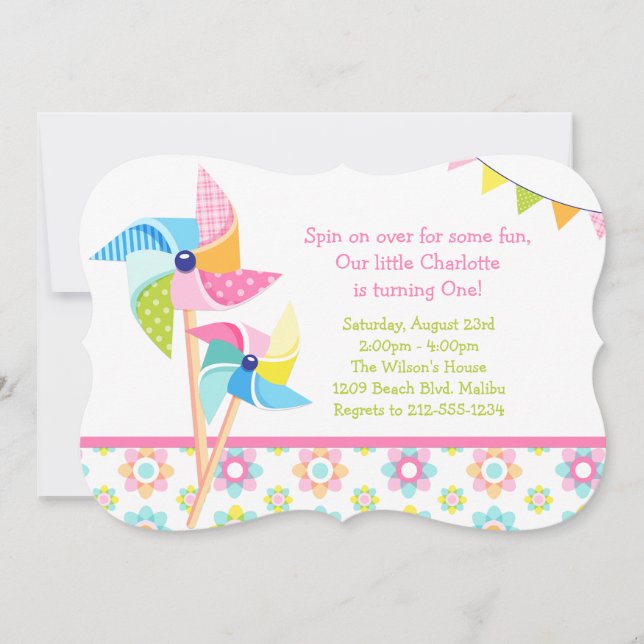 Pinwheel Birthday Party Invitation (Front)