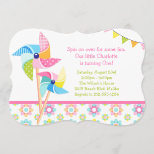 Pinwheel Birthday Party Invitation