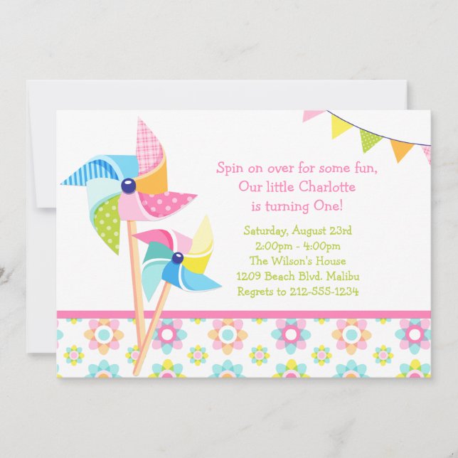 Pinwheel Birthday Party Invitation (Front)