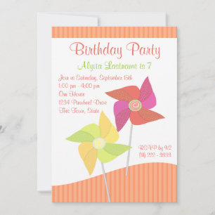 Pinwheel Birthday Party Invitation