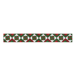 Pinwheel Diamond Christmas Quilt Grosgrain Ribbon
