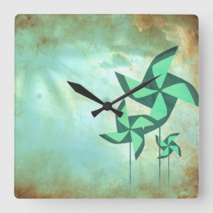 pinwheel dreams square wall clock