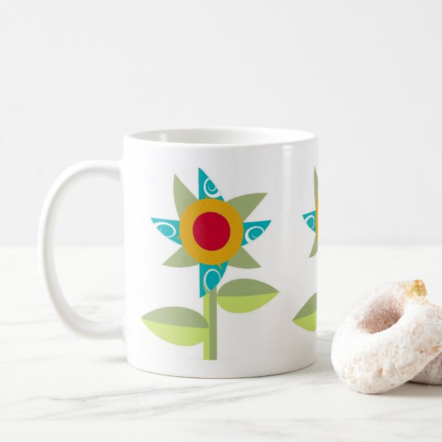 Pinwheel Flowers Coffee Mug (With Donut)