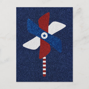 Pinwheel July 4th Glitter Paper Plate Postcard