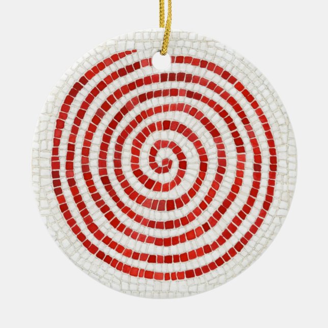 PINWHEEL MOSAIC Ceramic Round Ornament (Front)