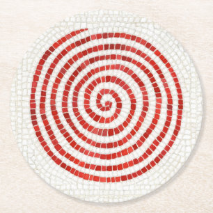 PINWHEEL MOSAIC Round Paper Coasters