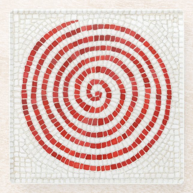 PINWHEEL MOSIC Glass Beverage Coaster (Front)