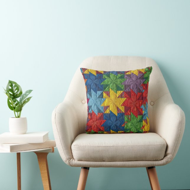 Pinwheel Patchwork Quilt Pattern Cushion (Chair)