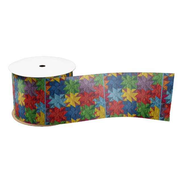 Pinwheel Patchwork Quilt Pattern Satin Ribbon (Spool)