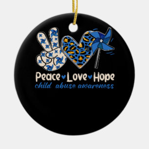 Pinwheel Peace Love Hope Child Abuse Prevention Aw Ceramic Tree Decoration