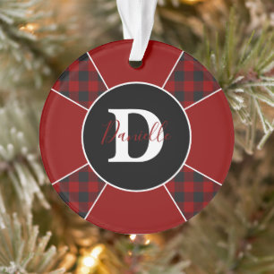 Pinwheel plaid personalized ornament