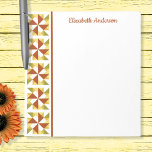 Pinwheel Quilt Block Border Note Pad<br><div class="desc">Personalise this cute notepad printed with a pinwheel block style quilt border with your name or other text. Pattern is in greens,  yellows and reds.  Generous blank writing space for all your lists,  small sketches or other daily notes. Nice personalised gift for a quilting or sewing enthusiast.</div>