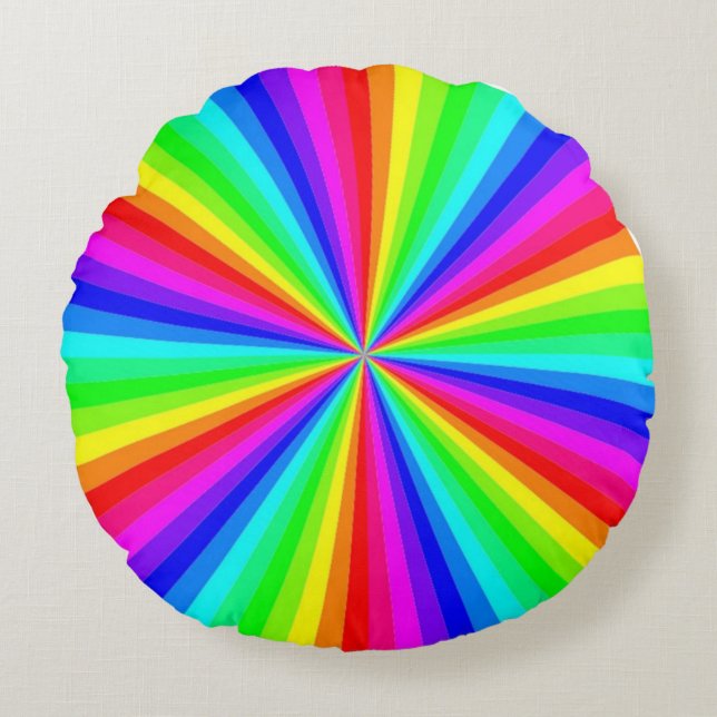 PINWHEEL RAINBOW ROUND CUSHION (Front)