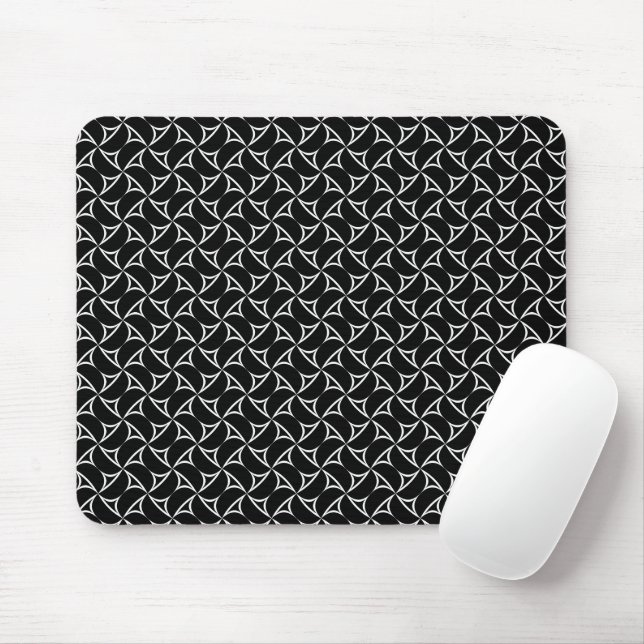 Pinwheel Spiral White Abstract Illusions Line Art Mouse Mat (With Mouse)