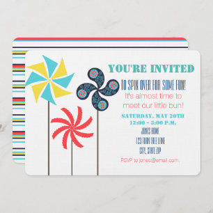Pinwheel Themed Baby Shower Invitation