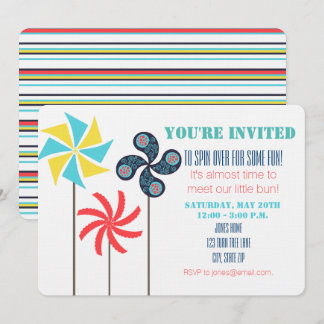Pinwheel Themed Baby Shower Invitation