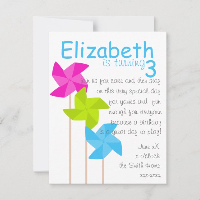 Pinwheel Trio Invitation (Front)