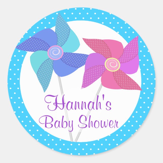 Pinwheels and Polka Dots Classic Round Sticker (Front)
