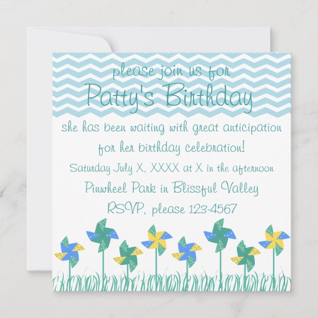 Pinwheels at the Park Invitation (Front)