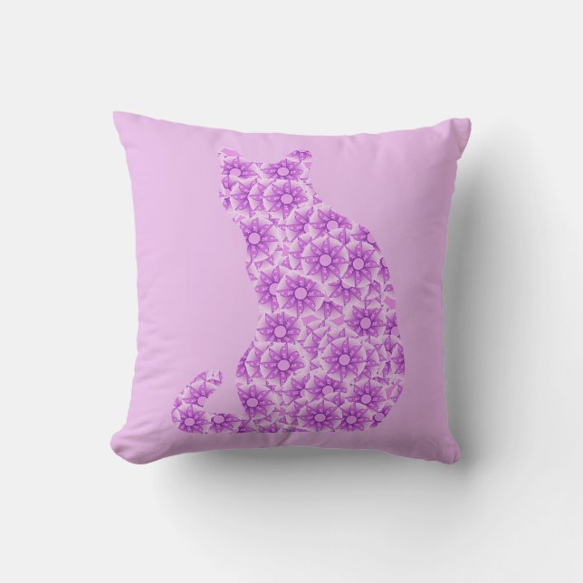 Pinwheels Cat - lavender, purple Cushion (Front)