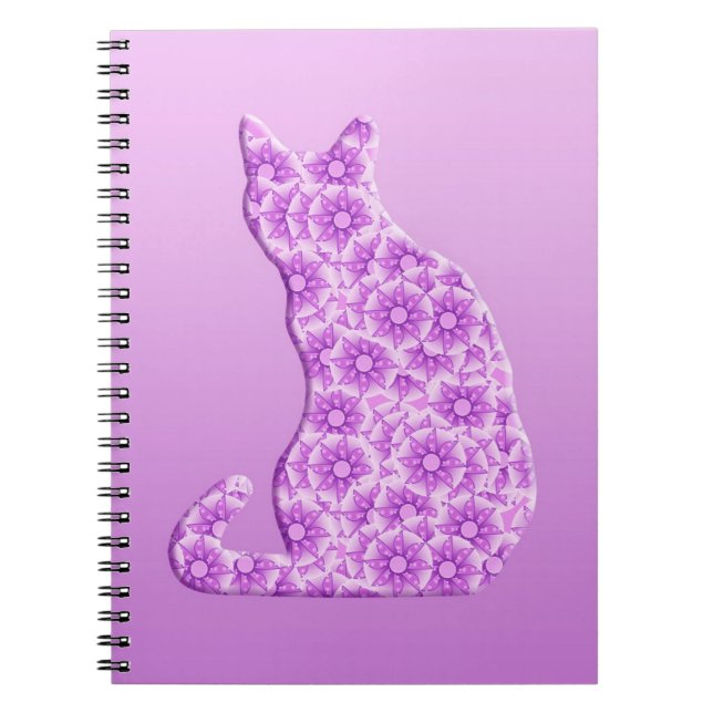 Pinwheels Cat - lavender, purple Notebook (Front)