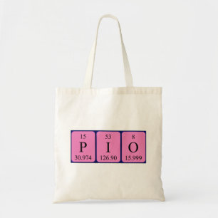 Pio periodic table name tote bag