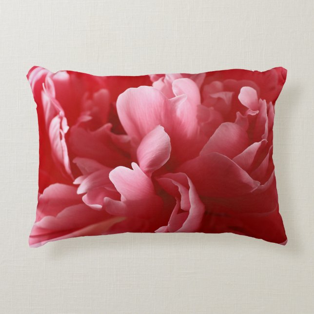 Pion Blossoms Macro, Pink Red. Decorative Cushion (Front)
