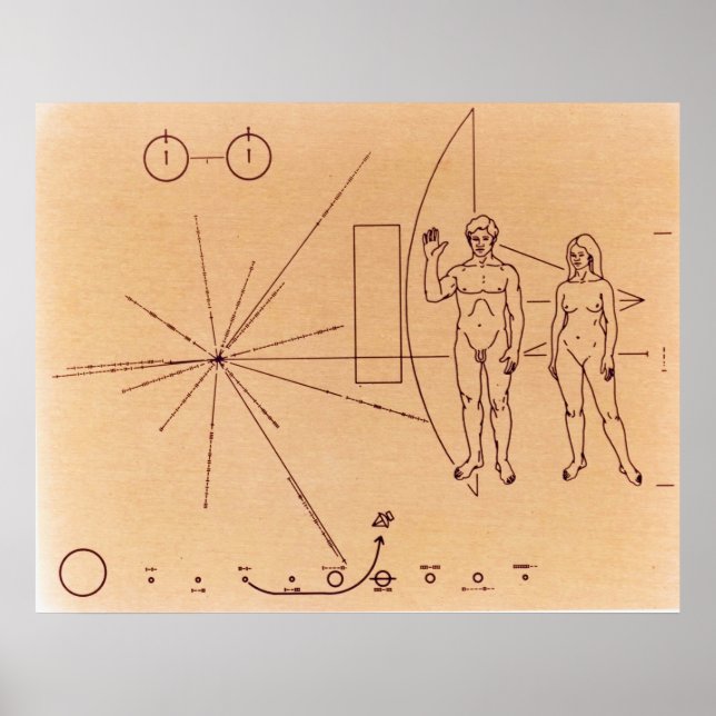 Pioneer 10's Plaque Engraved Gold-Anodised Plate Poster (Front)