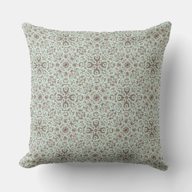 Pioneer Chic Dainty Floral Cross Light Mint Taupe Cushion (Front)