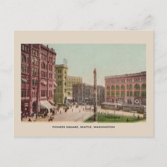 Pioneer Square, Seattle vintage Postcard (Front)