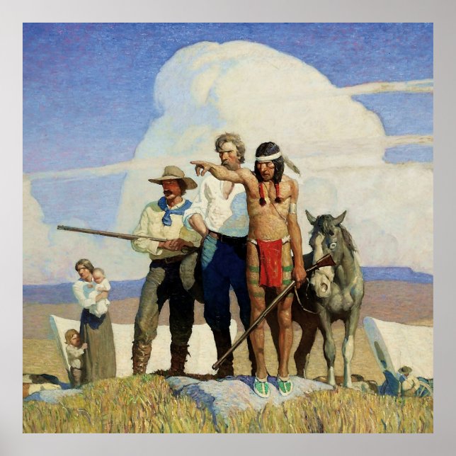 Pioneers Western Art by NC Wyeth Poster (Front)