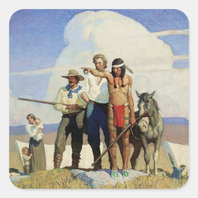 Pioneers Western Art by NC Wyeth Square Sticker (Front)