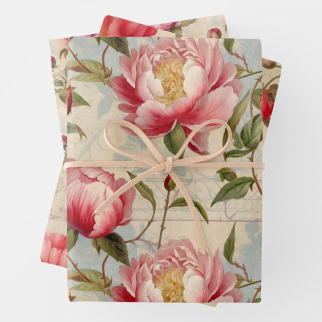 Pionies wrapping paper (In situ)