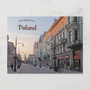 Piotrkowska Street at Dusk in Lodz Poland Postcard
