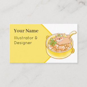 Piou the Shiba Dog in Kawaii Soup Bowl Business Card