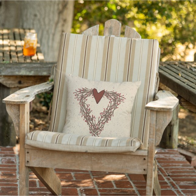 Pip Berry Heart Wreath Outdoor Pillow (Chair)
