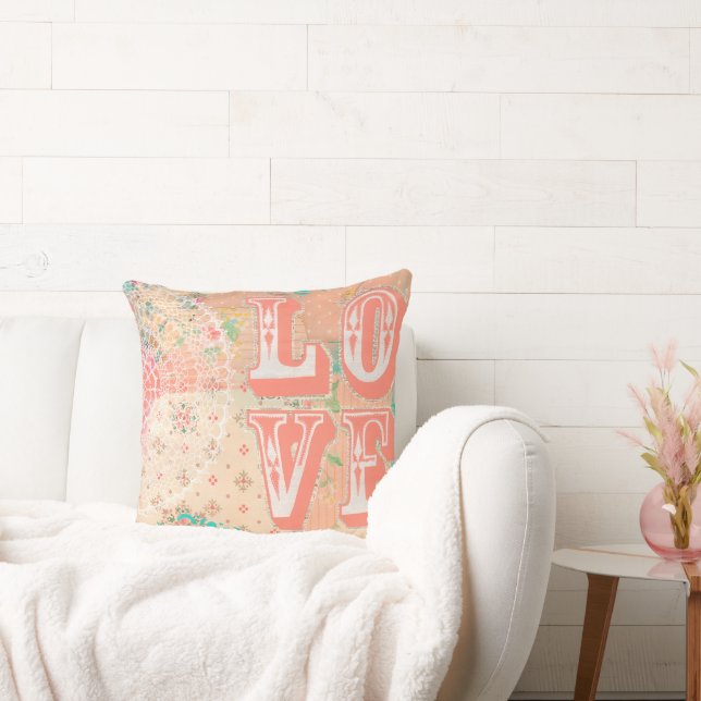 Pip Gerard LOVE Shabby Chic Artist Mixed Media Cushion (Couch)