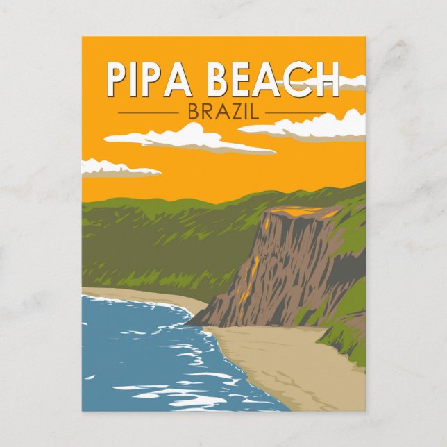 Pipa Beach Brazil Travel Art Vintage Postcard (Front)