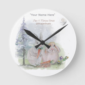 "Pipa & Marlow" Boganhues Print  Round Clock