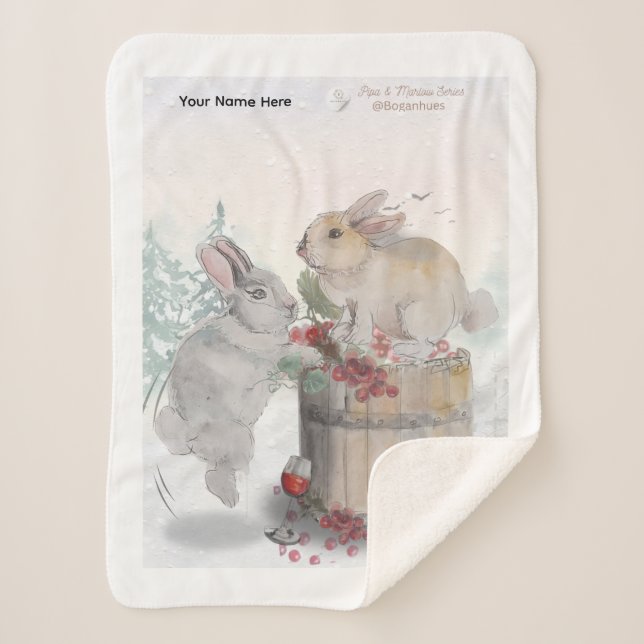 "Pipa & Marlow" Boganhues print Sherpa Blanket (Front)