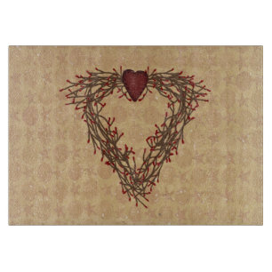 Pipberry Heart Wreath Glass Cutting Board