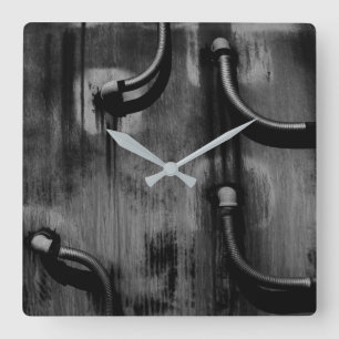 Pipe and Shadow in Black and White Square Wall Clock