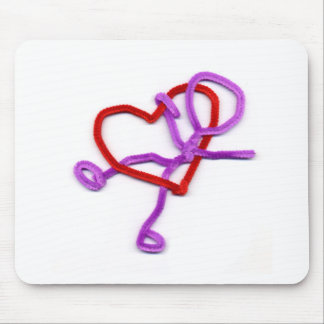 pipe cleaner man and heart mouse mat
