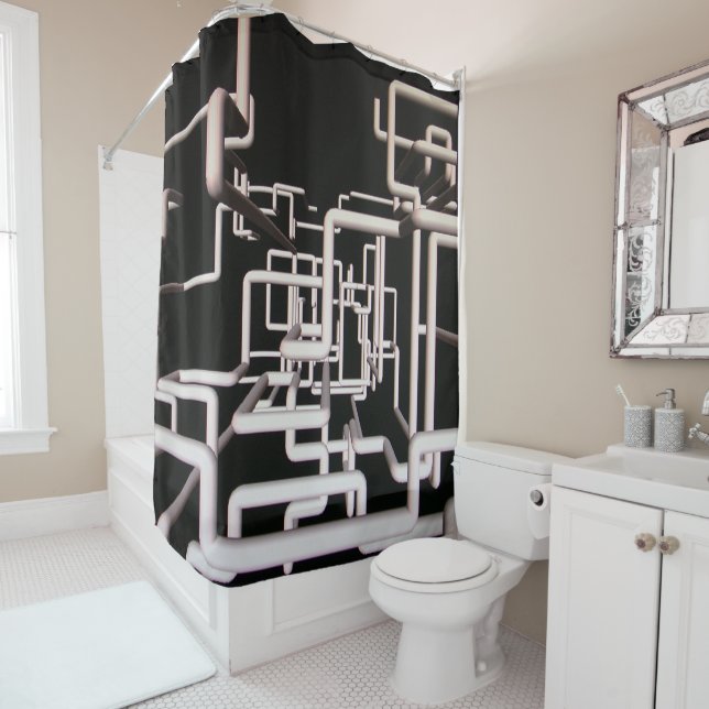 Pipe Design Shower Curtain (In Situ)