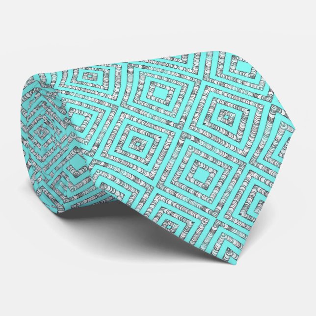 Pipe Dreams Abstract Brushstrokes On Arctic Blue Tie (Rolled)
