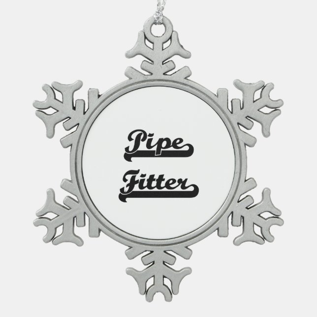 Pipe Fitter Classic Job Design Snowflake Pewter Christmas Ornament (Front)