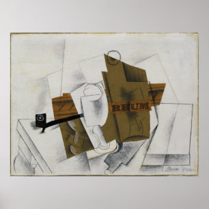 Pipe, Glass & Bottle of Rum by Picasso (1914) Poster