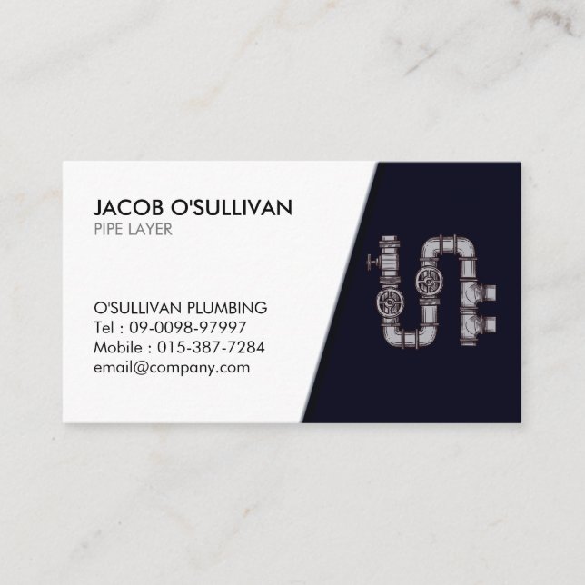 Pipe Layer Fitter Plumber Plumbing Business Card (Front)